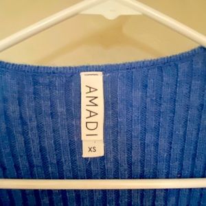 Anthropologie long blue sweater cardigan with tie belt
